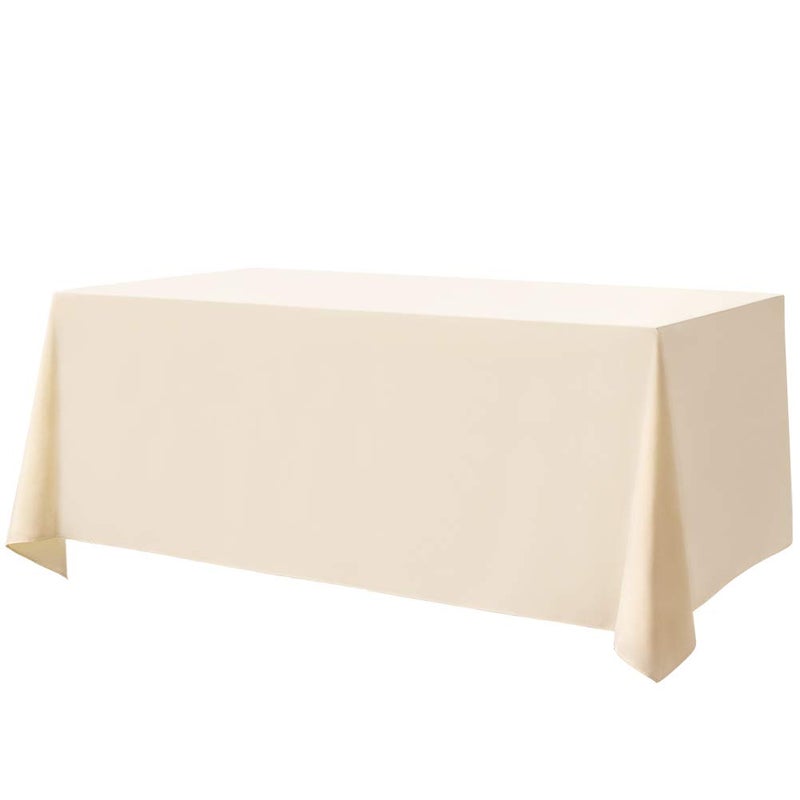 Surmente Ivory Tablecloth 90 x 132-inch Rectangular Polyester Table Cloth for Weddings, Banquets, or Restaurants - Image 1